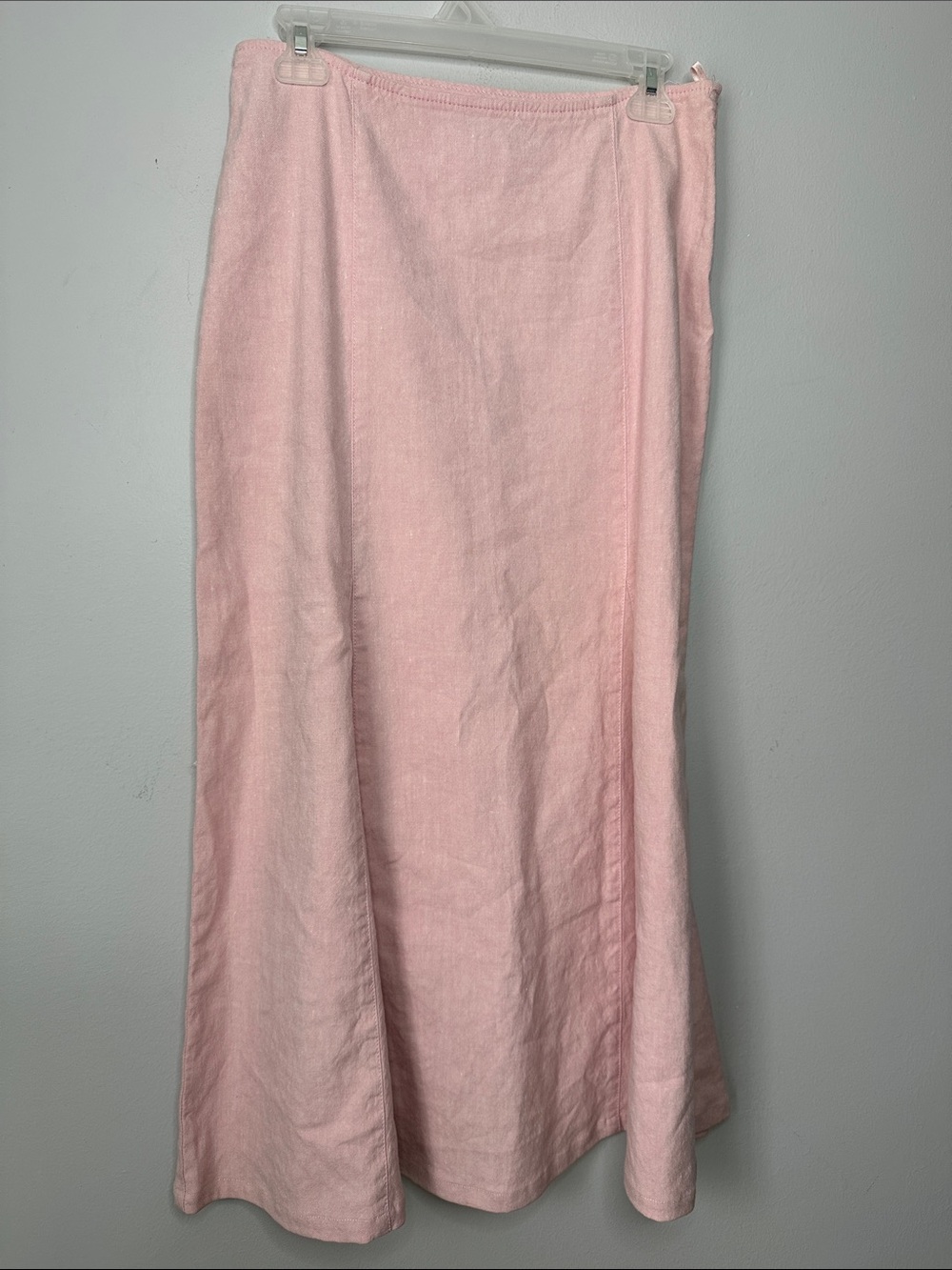 NWT Per una Stretch Pink Linen blend long/ maxi skirt size 12